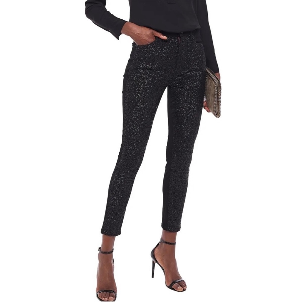 Alice + Olivia‎ Queen of the Night Sequined Skinny Jeans black size 27 pants